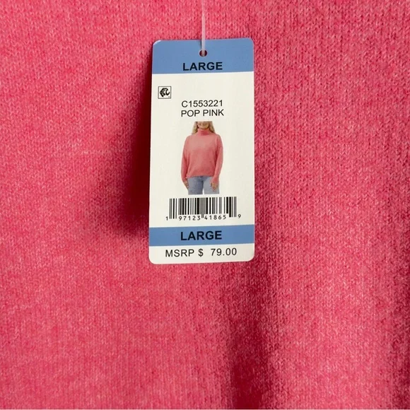 Vince Camuto Vibrant Pink Turtleneck Sweater Size L - Picture 6 of 8